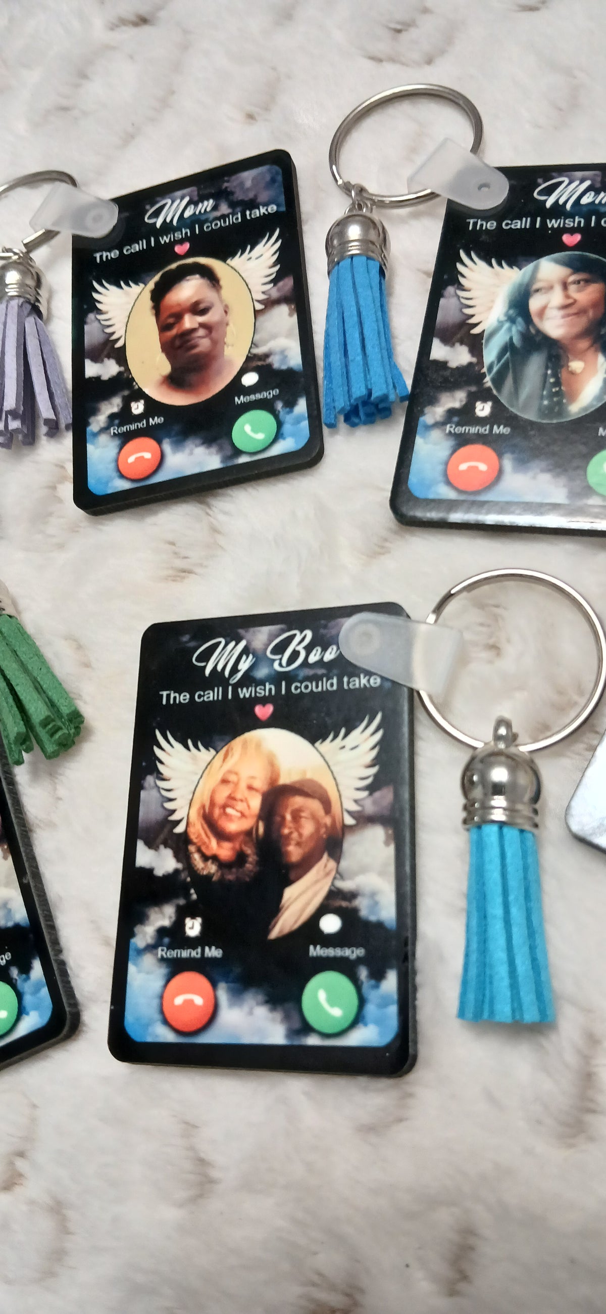 Memorial Keychain- Different pic on each side or Custom name