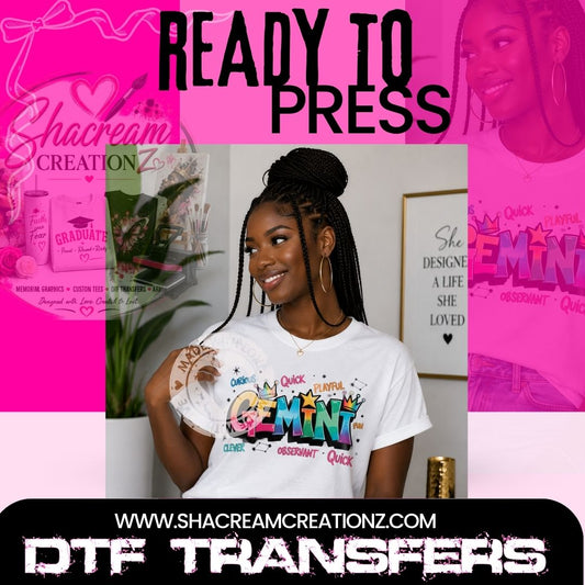 Gemini Ready to Press DTF Transfers