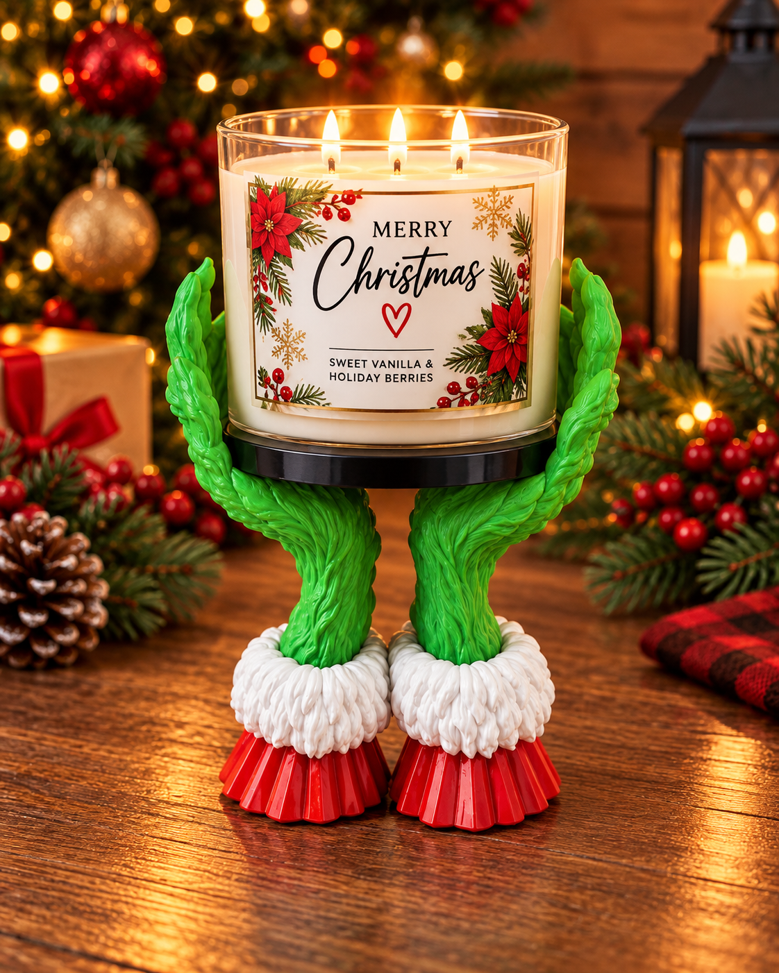 Grinch-Inspired Christmas Candle Holder